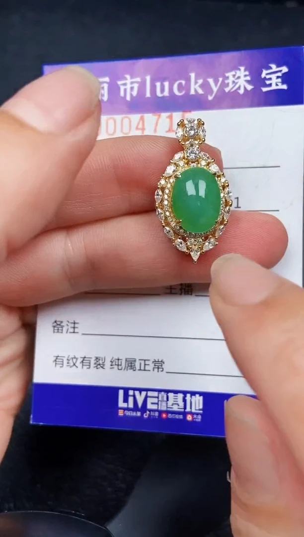 翡翠银S925镶嵌颈饰4715