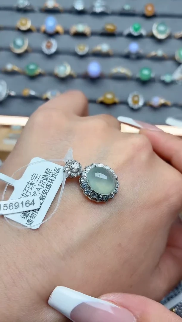 吊坠(不含链)银S925镶嵌翡翠.