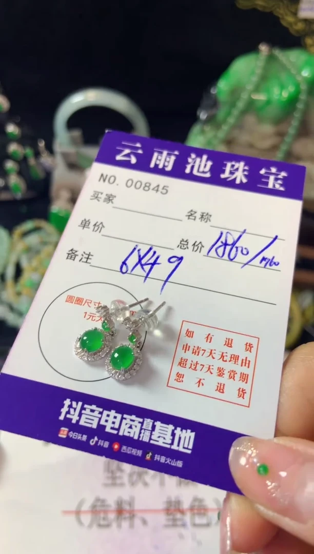【闪购商品】翡翠耳饰银S925镶嵌翡翠
