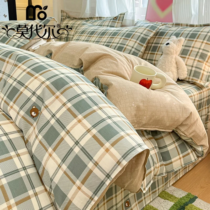 莫代尔卡通全棉床上四件套100纯棉2025新款宿舍被套床单三件套4