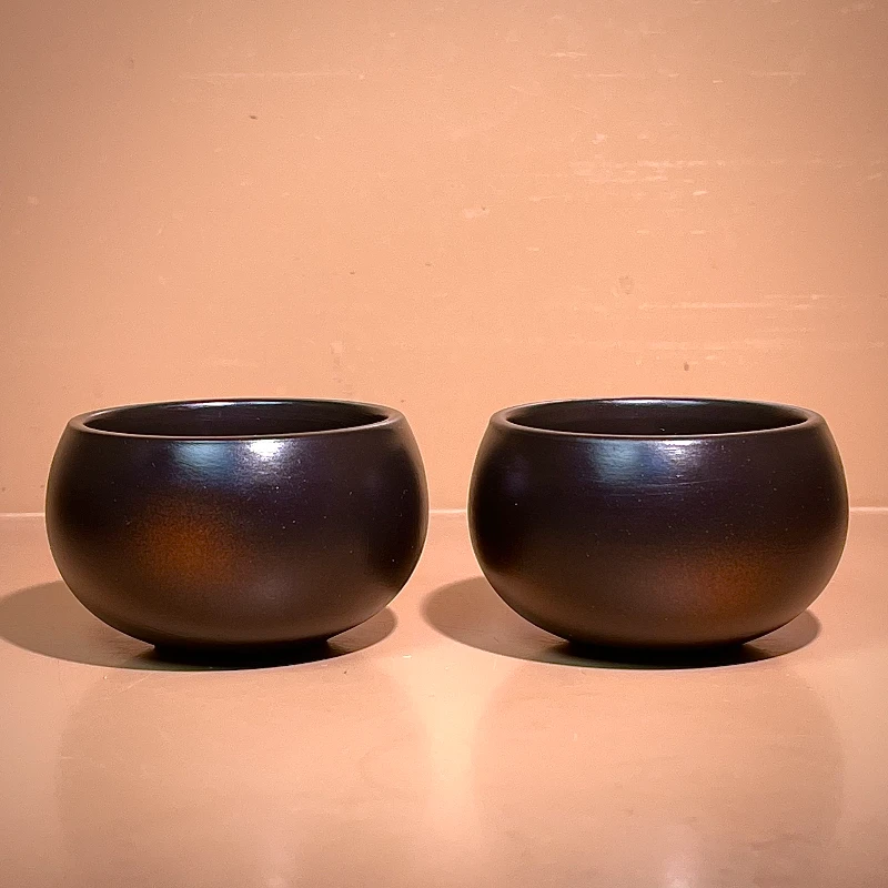 紫陶小罗汉茶杯主人杯功夫泡茶盏杯品茗杯大宽口客人杯2个装E239