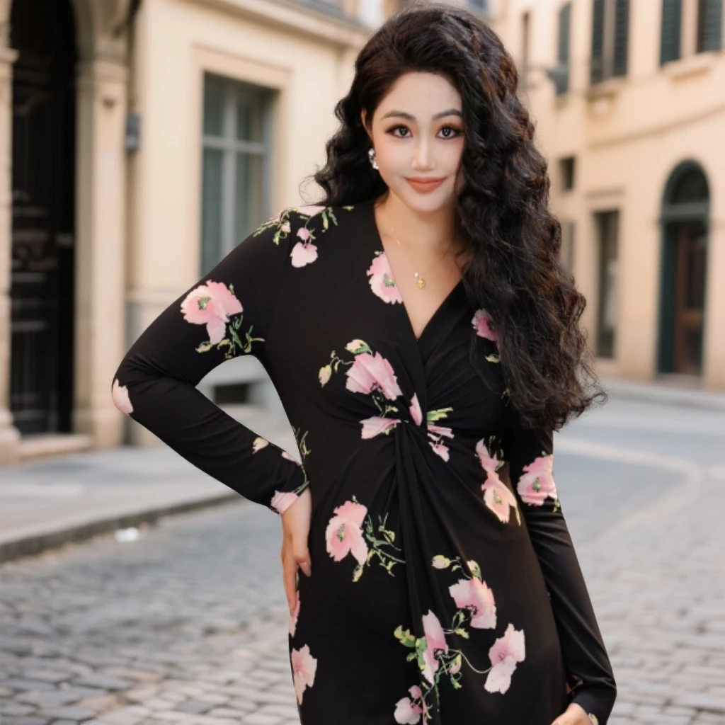 星云里微胖服饰|甜蜜蜜2.0|法式微胖复古减龄碎花气质女装连衣裙