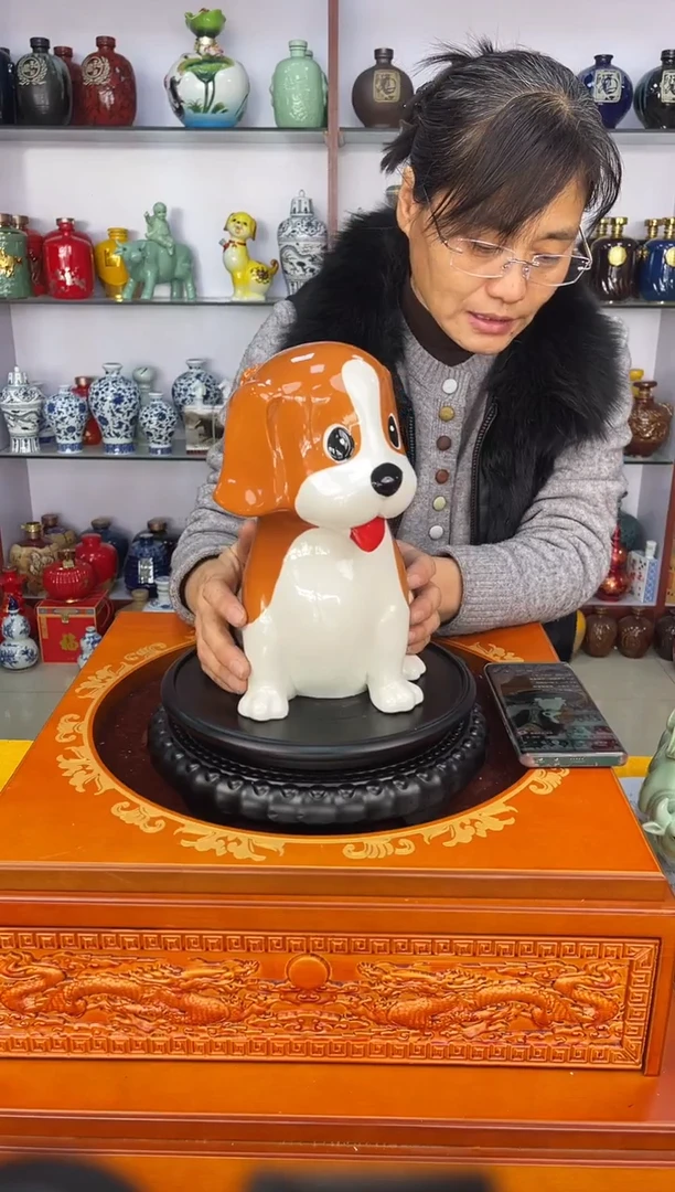 瓶瓷3斤装卡通狗    陶瓷空酒坛