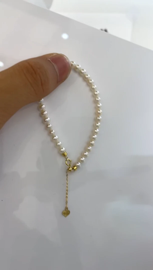 银S925镶嵌手绳淡水珍珠4-5