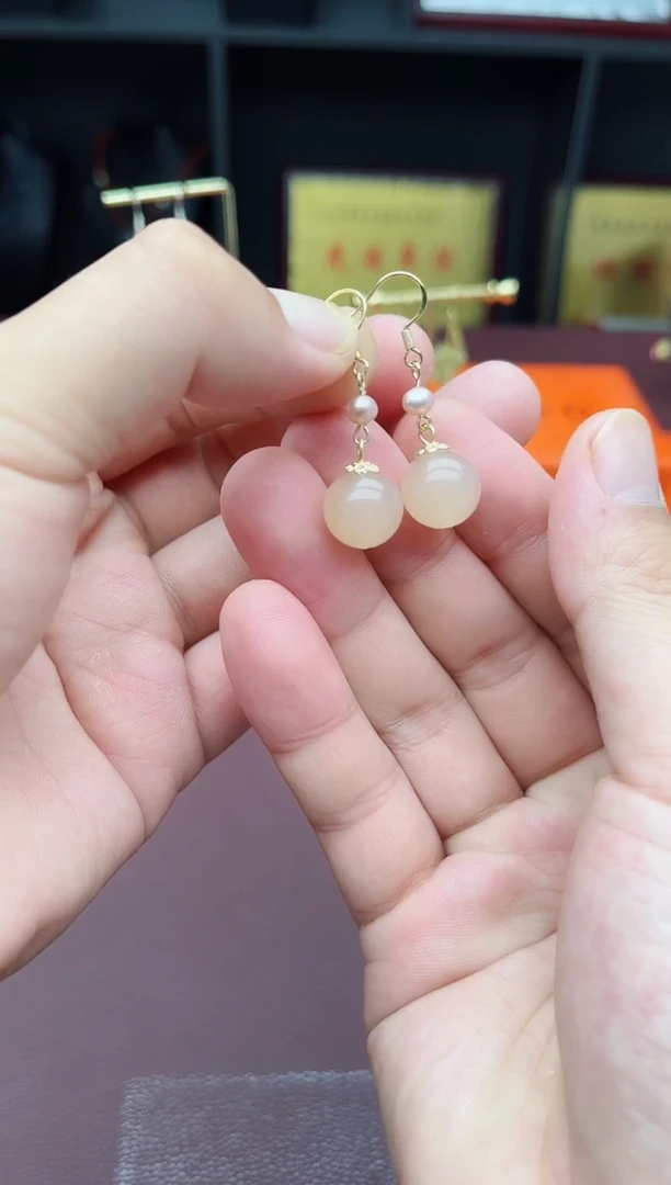 玛瑙/玉髓耳饰银S925镶嵌218000