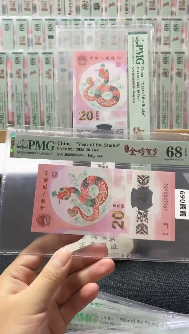 塑料逍*游蛇钞 069组合 PMG68分 J066009606