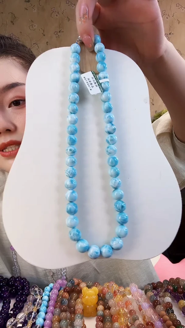 未镶嵌针钠钙石（海纹石）颈饰3898 项链约11.5MM