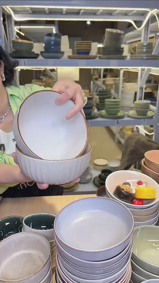 瓷134外贸尾货高温釉下彩陶瓷餐具默认微瑕