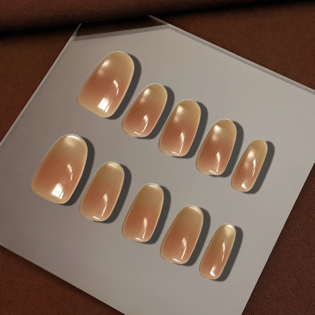 【爆款】裸色猫眼显白气质穿戴甲美甲贴片