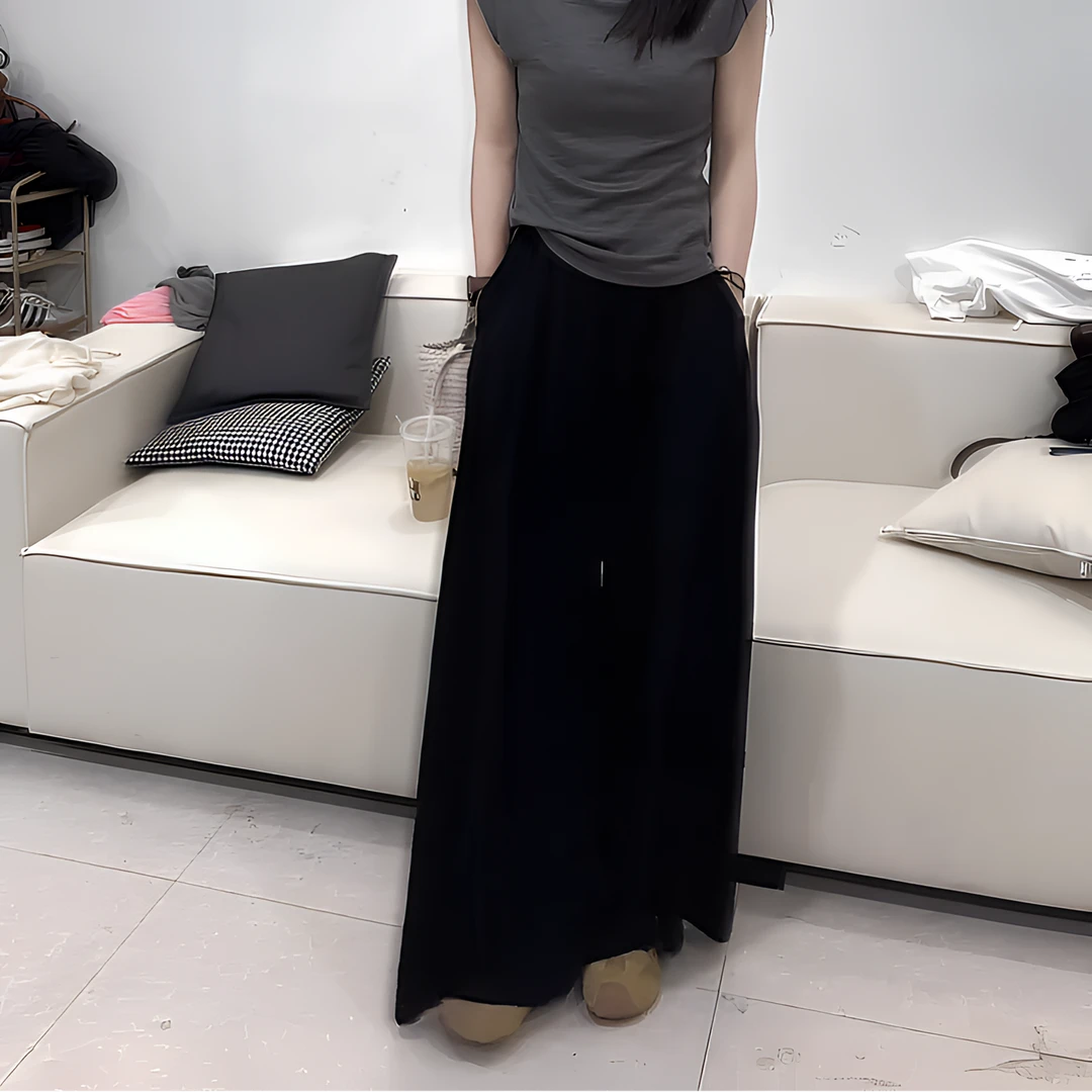 2025年夏季网红爆款时尚高级感黑色阔腿裤裤裙微胖显瘦高级感长裤