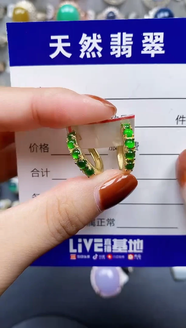 翡翠银S925镶嵌耳饰156