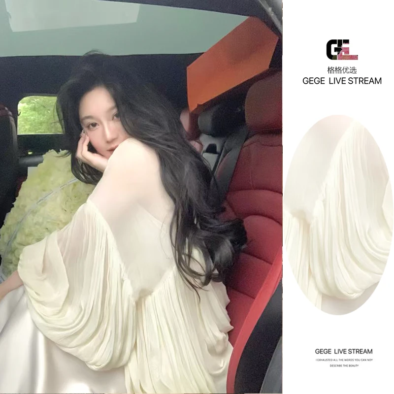 【富贵闲女】立领人丝新中式衬衫女夏设计感大摆仙气缎面吊带两件套