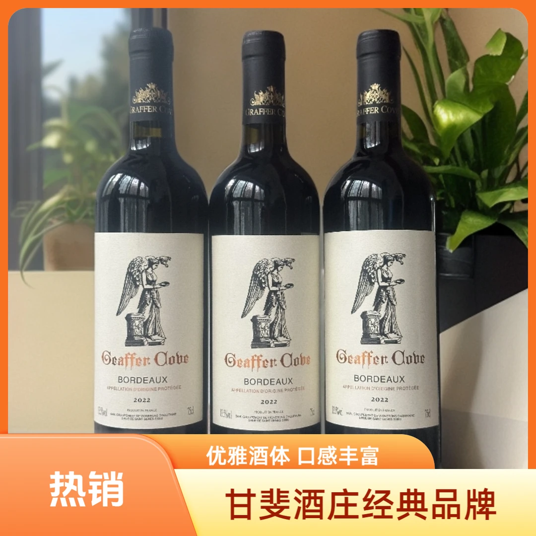 甘斐法国波尔多干红葡萄酒750ml*1瓶高颜值果香浓郁适合送礼红酒
