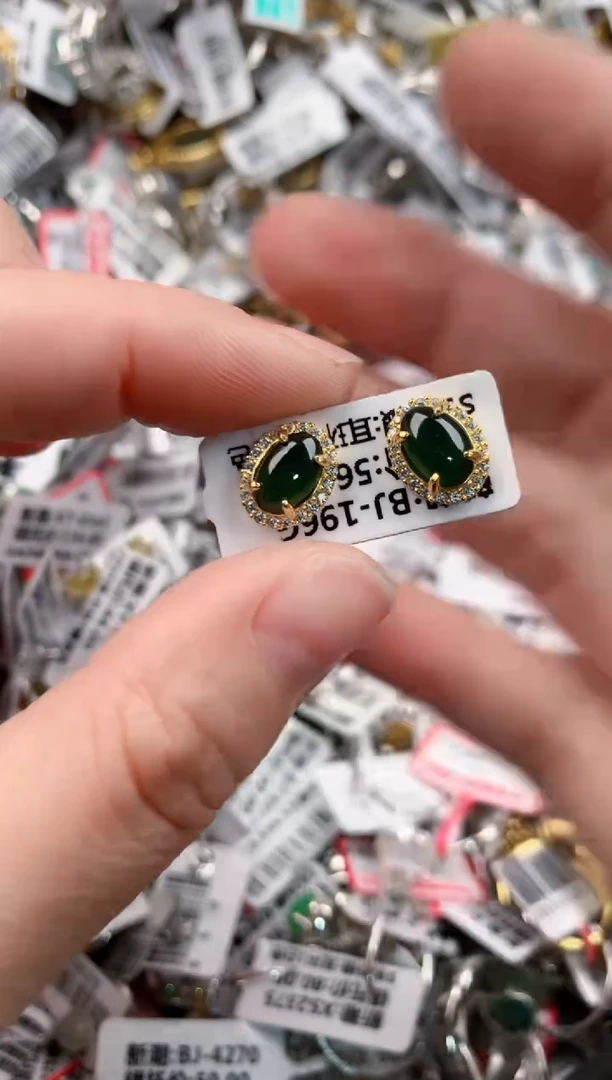 银S925镶嵌戒指翡翠555---7
