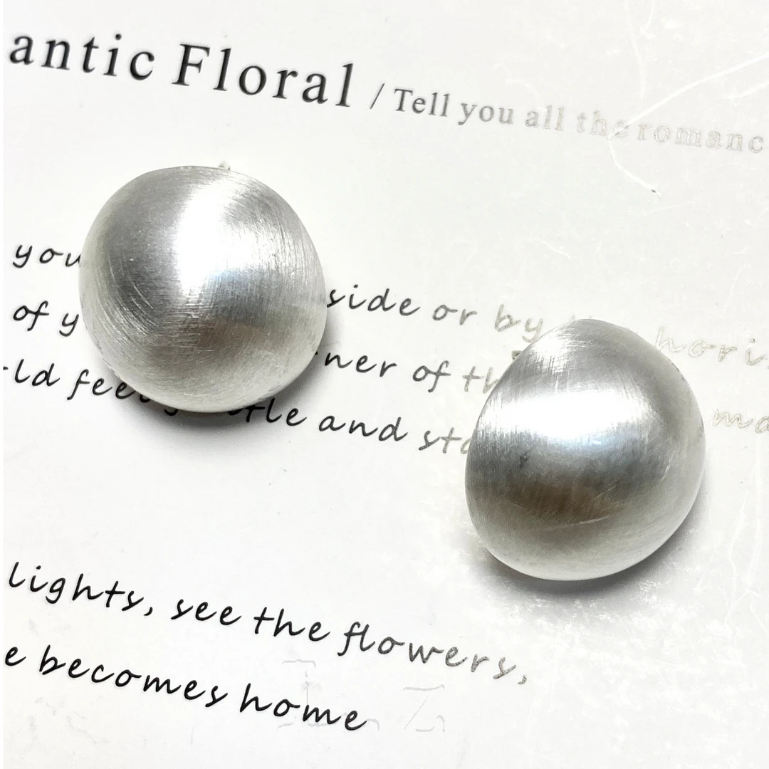 铜合金耳饰 【拉丝馒头】时尚轻奢耳钉秋冬饰品方圆脸耳饰简约小众