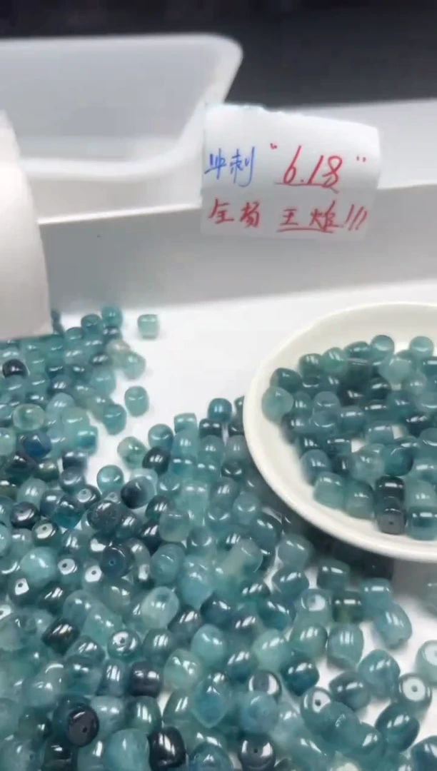 玛瑙/玉髓颈饰未镶嵌w2964老蓝水飘花老型10*8mm10