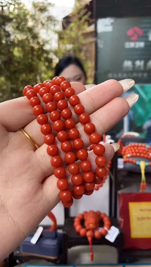 未镶嵌手链南红玛瑙博物馆级保山南红多圈7+mm