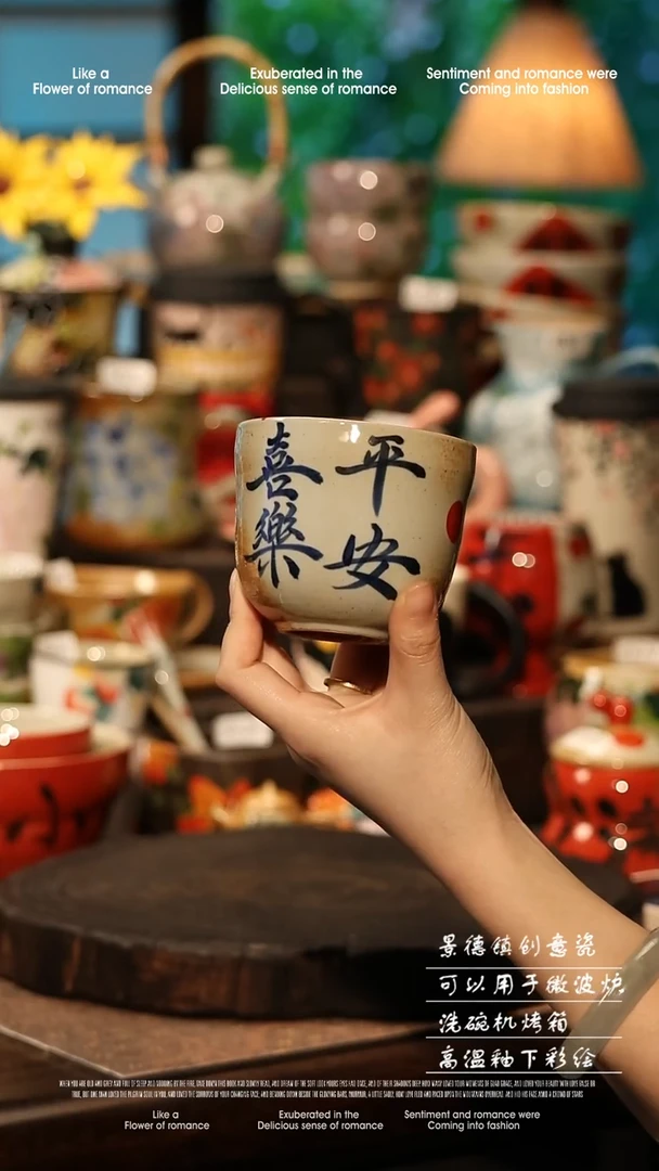 陶瓷景德镇高温釉下彩手工手绘款式@A0814@