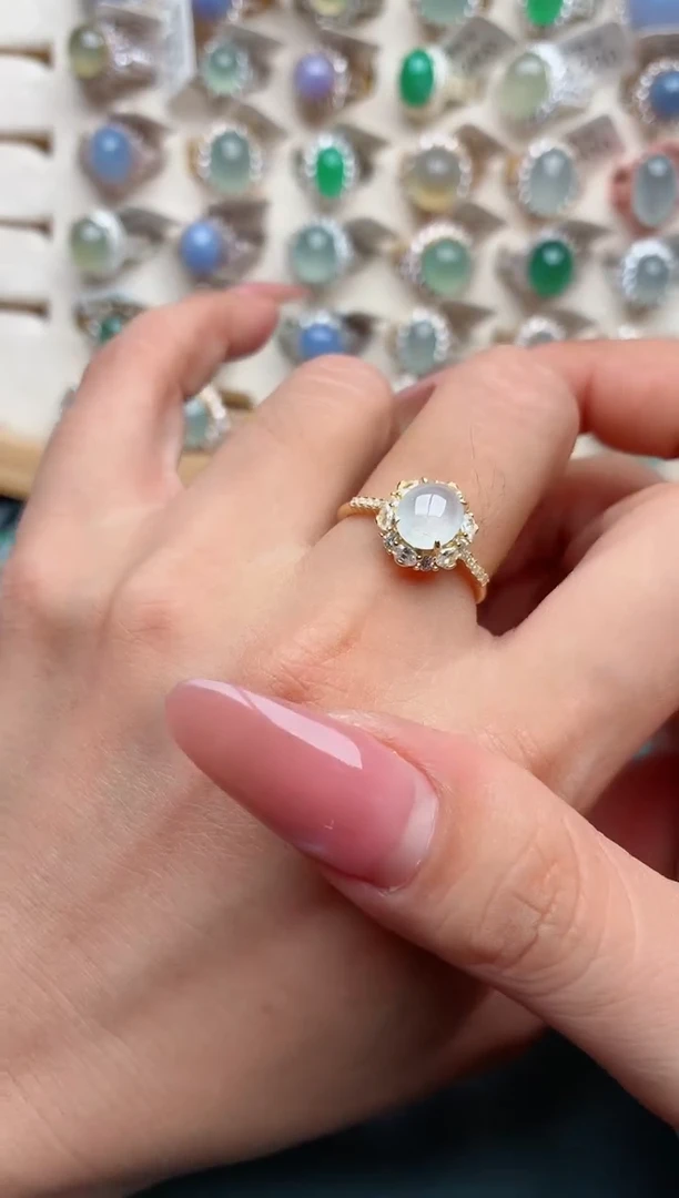 银S925镶嵌戒指翡翠.