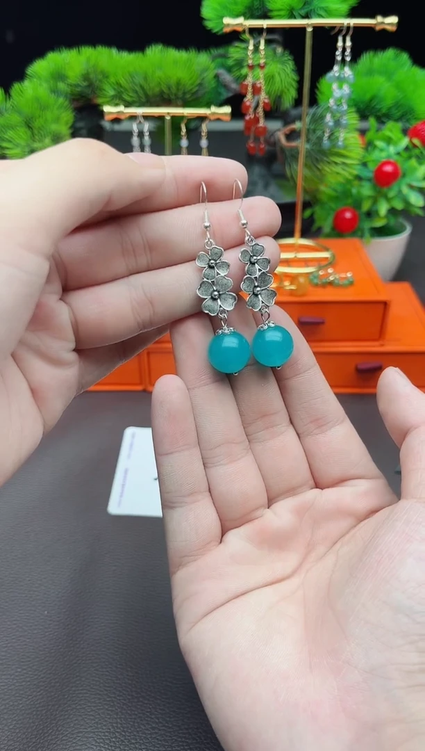 玛瑙/玉髓耳饰银S925镶嵌111