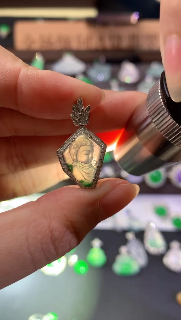 吊坠(不含链)18K金镶嵌翡翠C232|5980