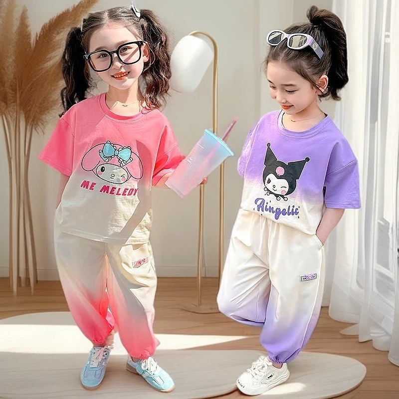 短袖女童套装6-12岁女童辣酷风套装休闲甜酷女童凉感速干套装