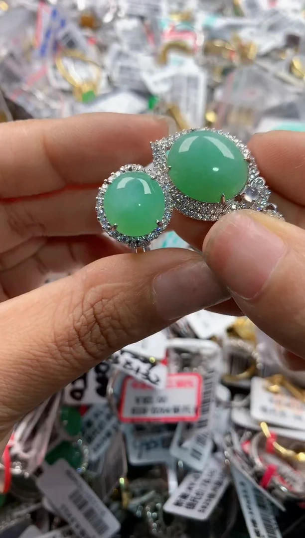 银S925镶嵌戒指翡翠888    8