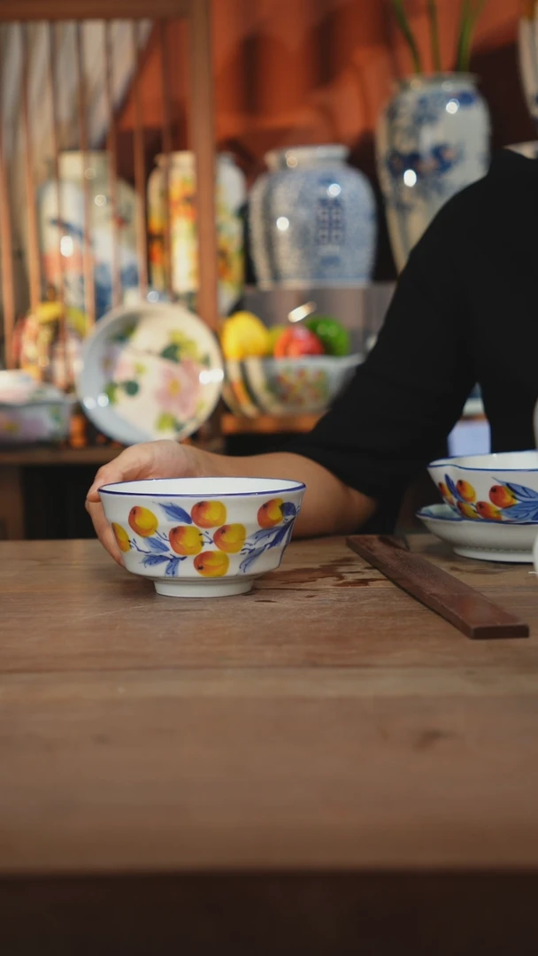 瓷片【简家甄选】景德镇设计师釉下手绘陶瓷餐具