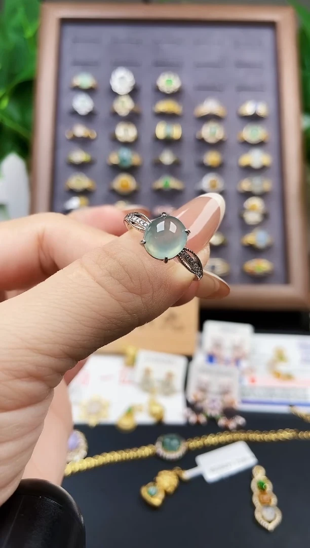 银S925镶嵌戒指翡翠12