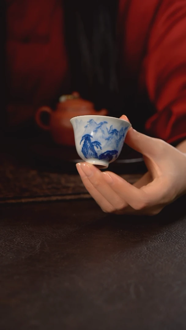 【闪购商品】杯聚澜堂国画山水铃铛杯E