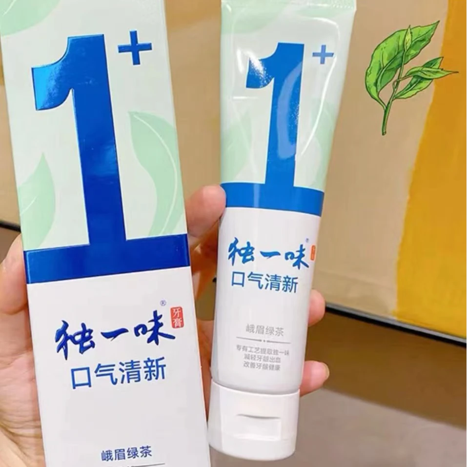 独一味牙膏峨眉绿茶清新去除口气牙龈养护口腔护理清洁个人护理