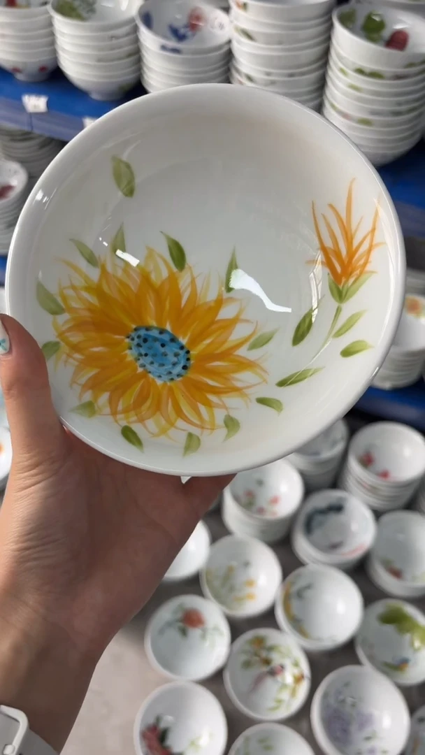 瓷片景德镇高温陶瓷食品级手绘釉中彩-壮壮碗