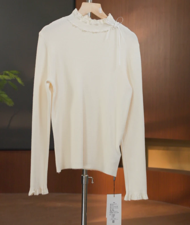 831-3701杏　秋冬秋季针织修身型厚款毛针织衫打底衫