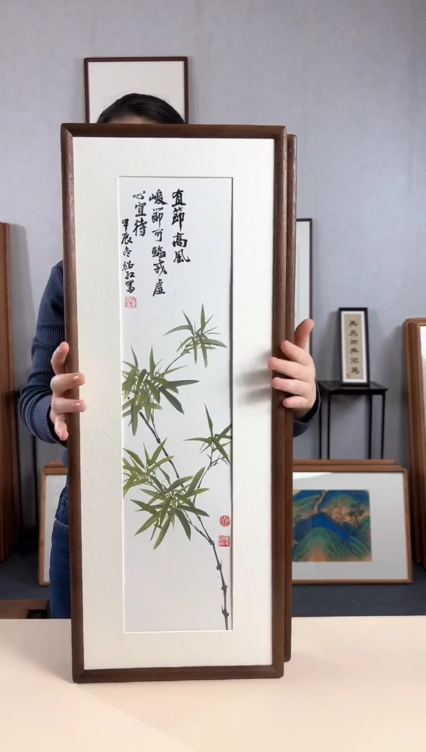 【闪购商品】国画手绘*竹子*28*72cm实木框