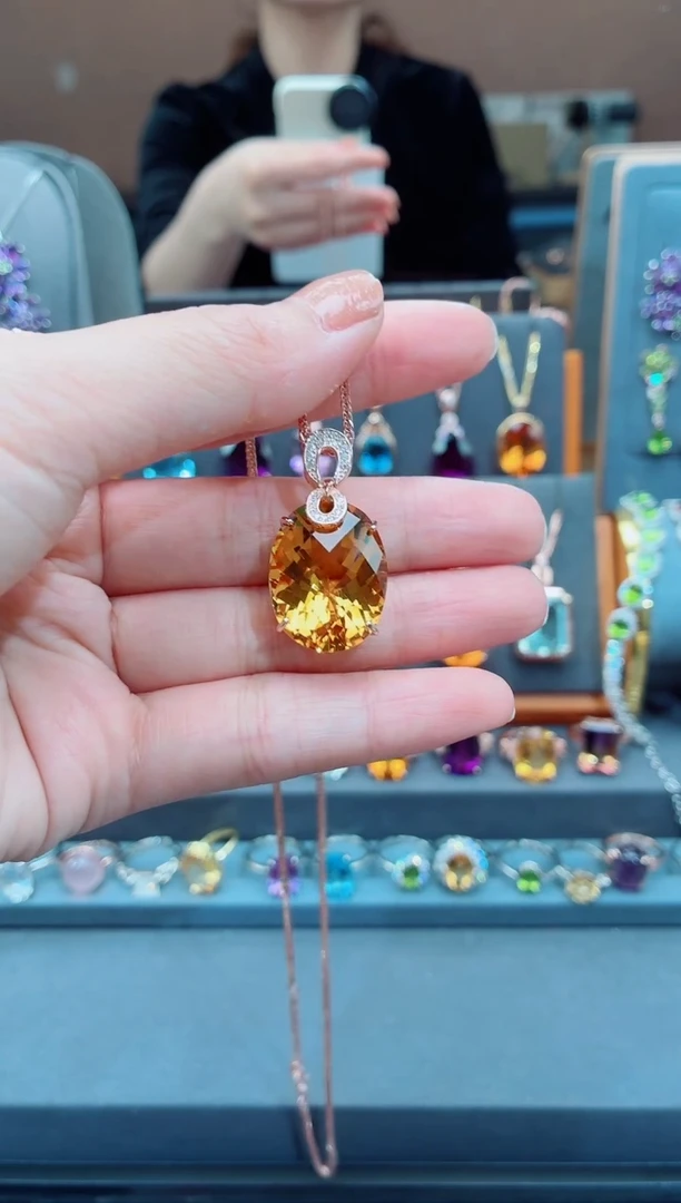 吊坠银S925镶嵌水晶水晶吊坠