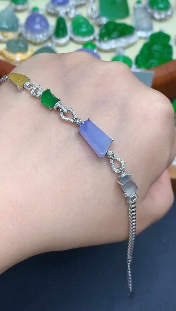 18K金镶嵌手链翡翠696-中国好珍宝