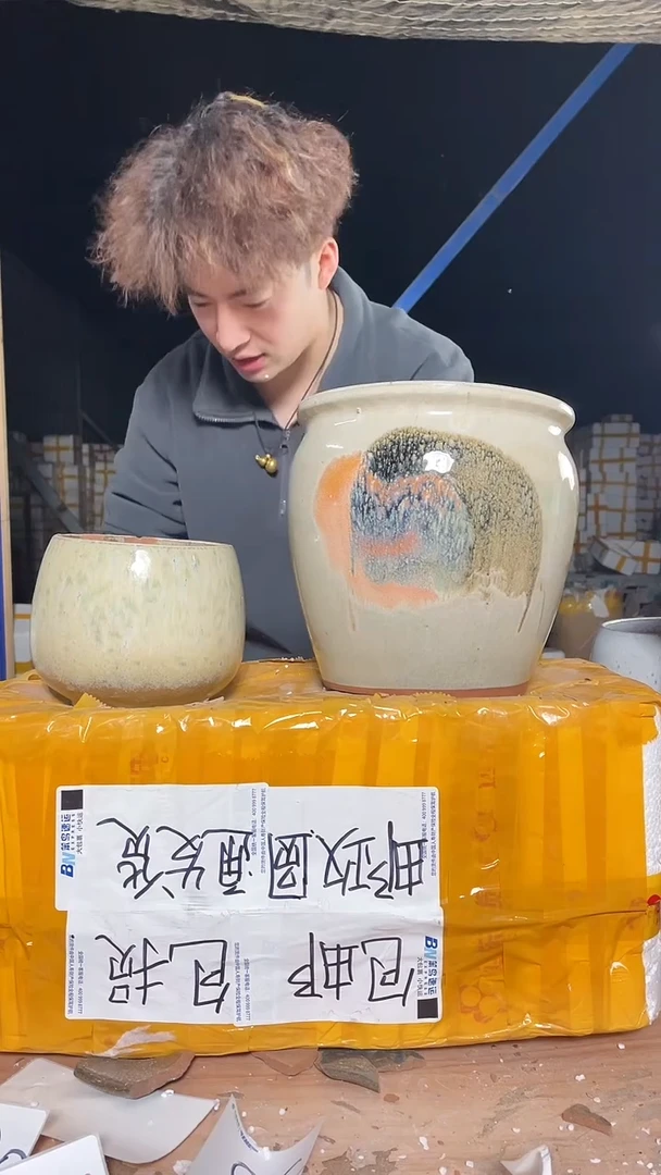 紫砂花盆宜兴紫砂粗陶花盆20*21