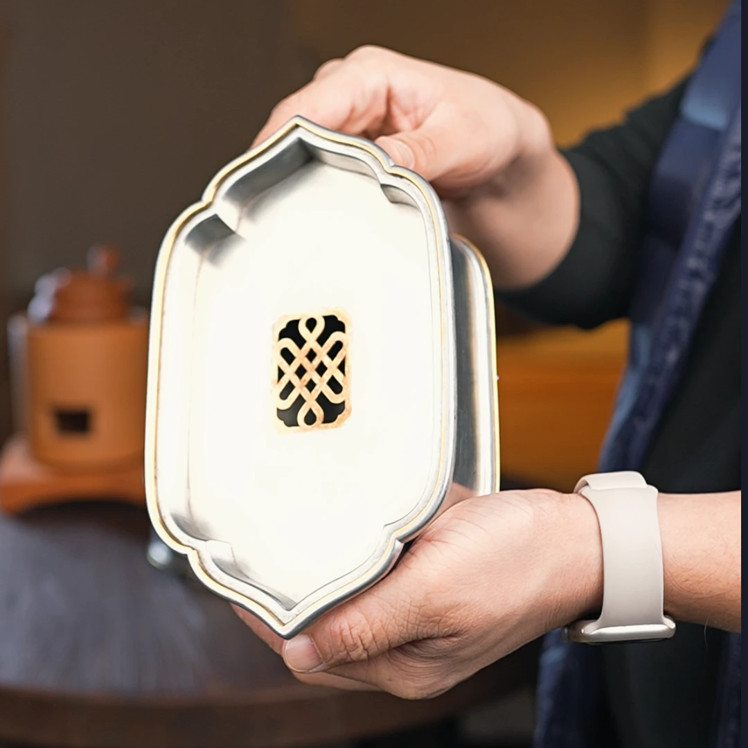 银头锡/点铜工艺/全手工/“事事如意茶船”