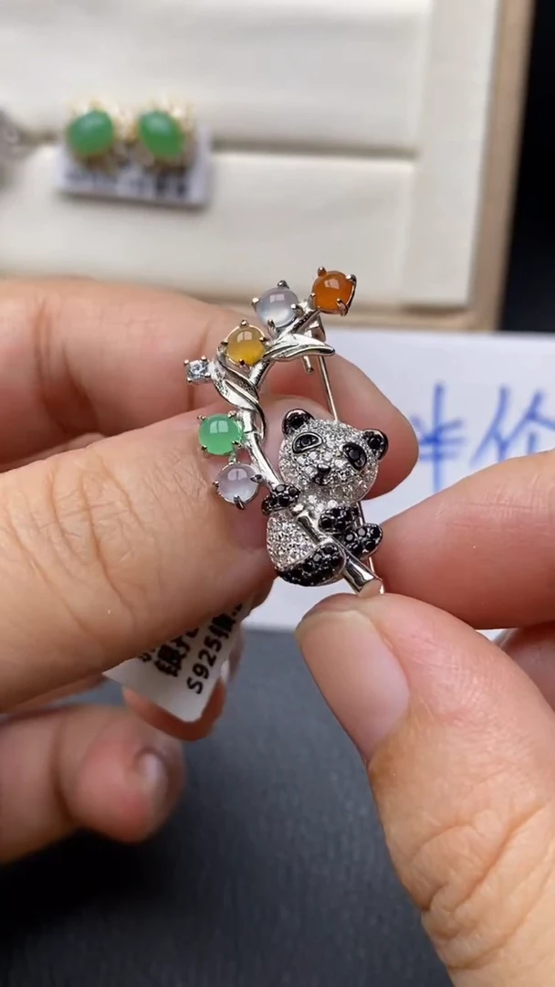 银S925镶嵌戒指翡翠1