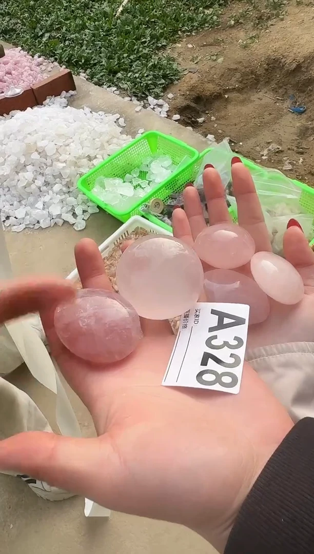 【闪购商品】水晶摆件未镶嵌粉水晶手把件的多样性发一个 328