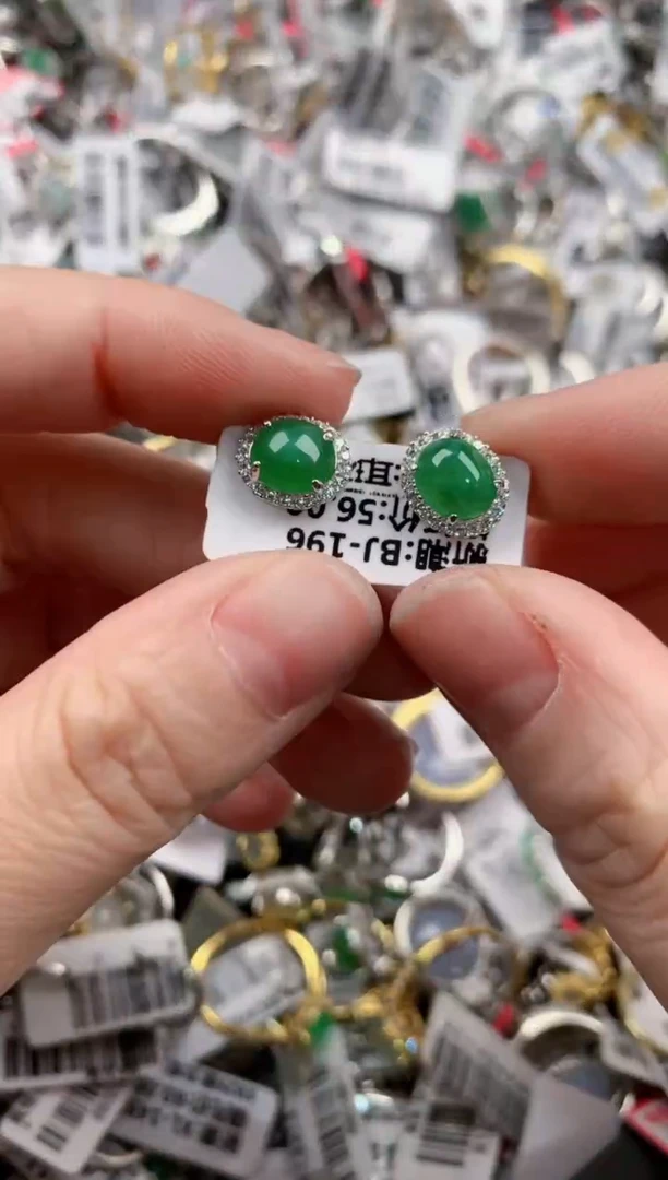 银S925镶嵌戒指翡翠15         5
