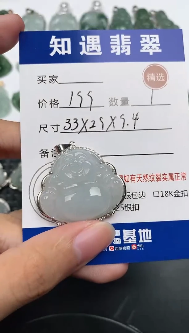 颈饰银S925镶嵌翡翠挂件