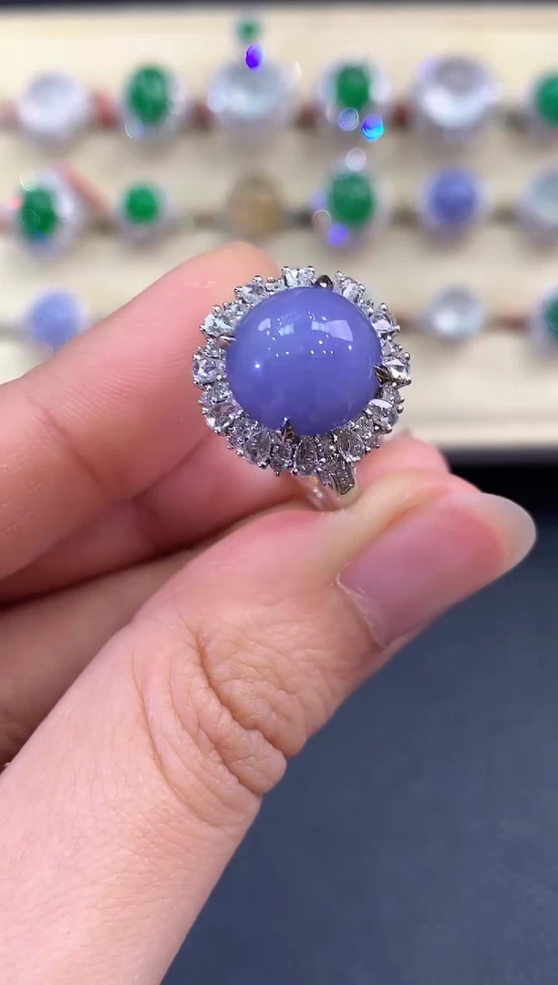 【闪购商品】翡翠戒指18K金镶嵌B198有色差