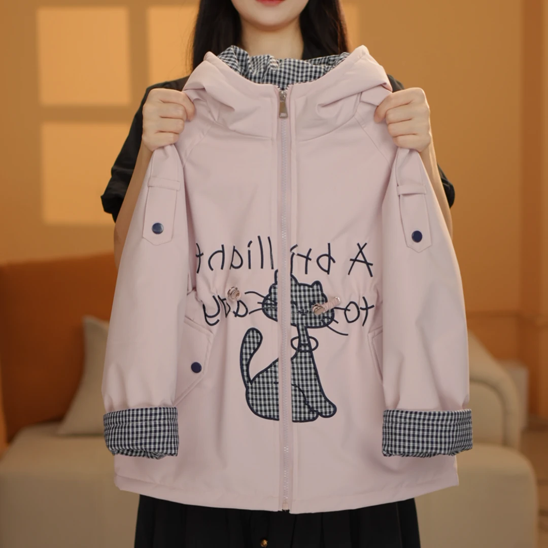 女童2025秋外套清新碎花纹路时尚外套测8