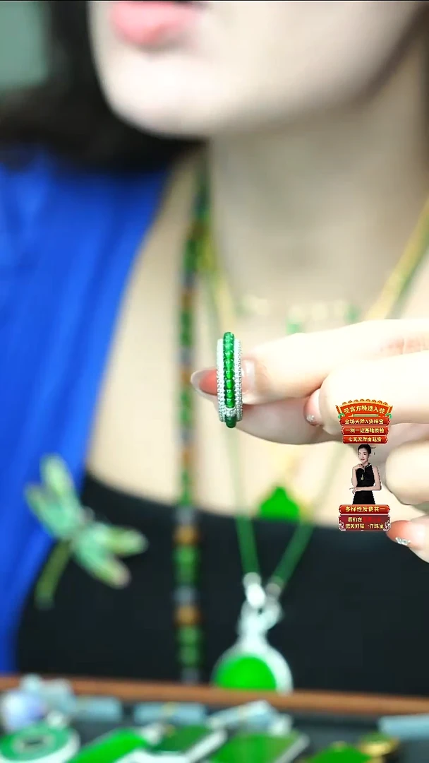 银S925镶嵌戒指翡翠天然缅甸翡翠a货