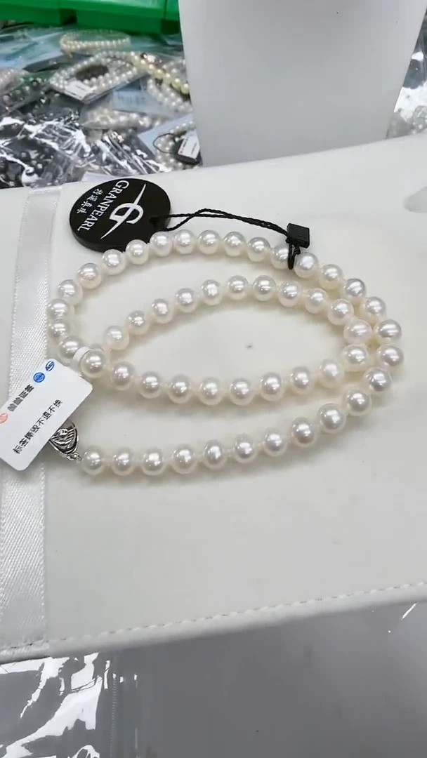 【闪购商品】淡水珍珠项链银S925镶嵌8-9mm（原版无核黑标）