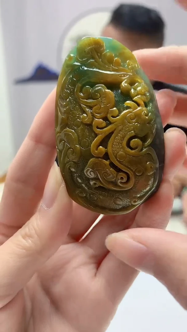 【闪购商品】定制翡翠未镶嵌4969zm-毛货挂件龙凤46