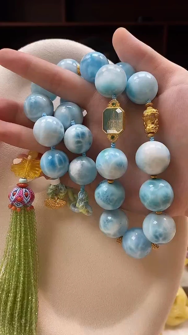 未镶嵌针钠钙石（海纹石）颈饰项链