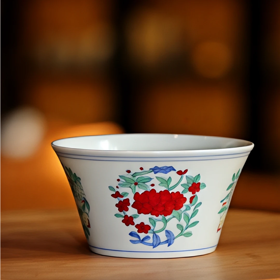 景德镇非遗匠造，原矿复刻成化花果纹，高性价比大号主人杯陶瓷家用