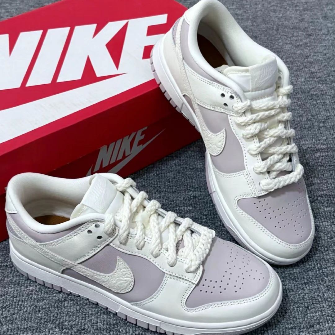 NIKE耐克 DUNK LOW 女款低帮灰紫色复古百搭运动休闲板鞋官方正品